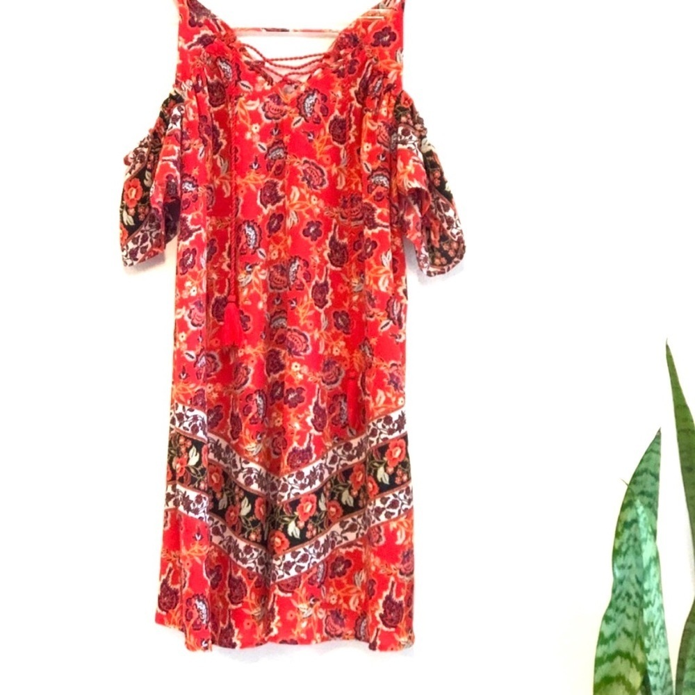 Floral cold shoulder dress